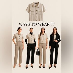 Tahari Cream Button Down Shirt